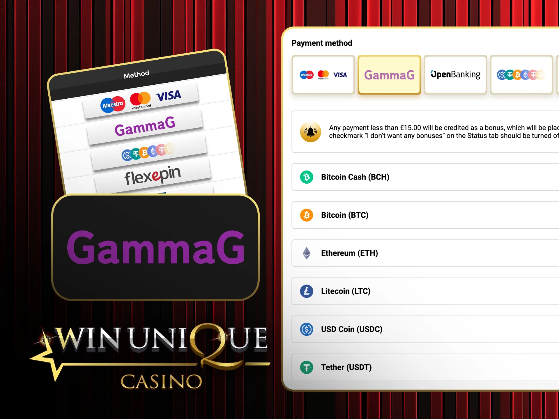 Try GammaG for fast payments at Win Unique Casino.