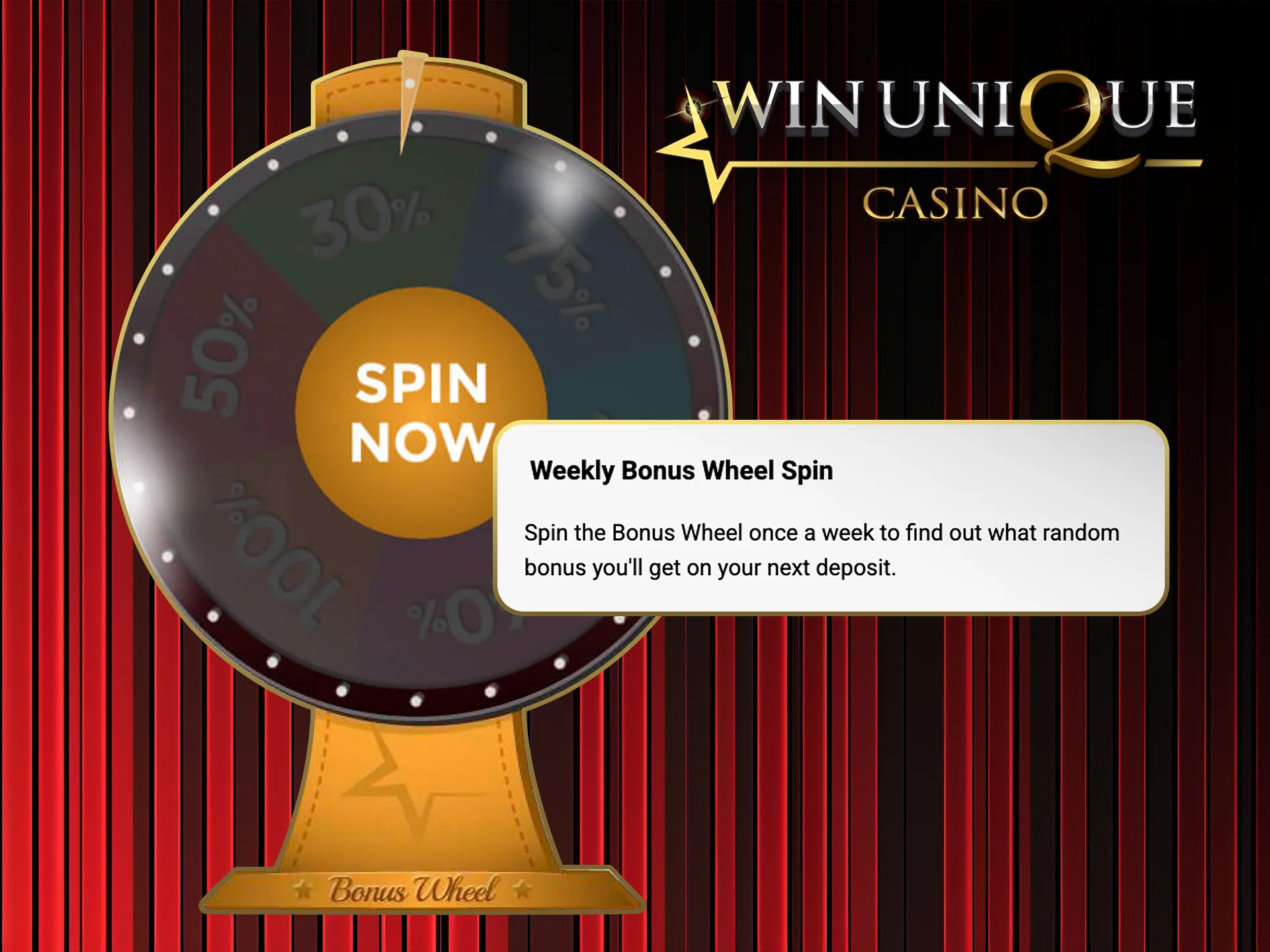 Spin the bonus wheel and win amazing rewards at Win Unique Casino.