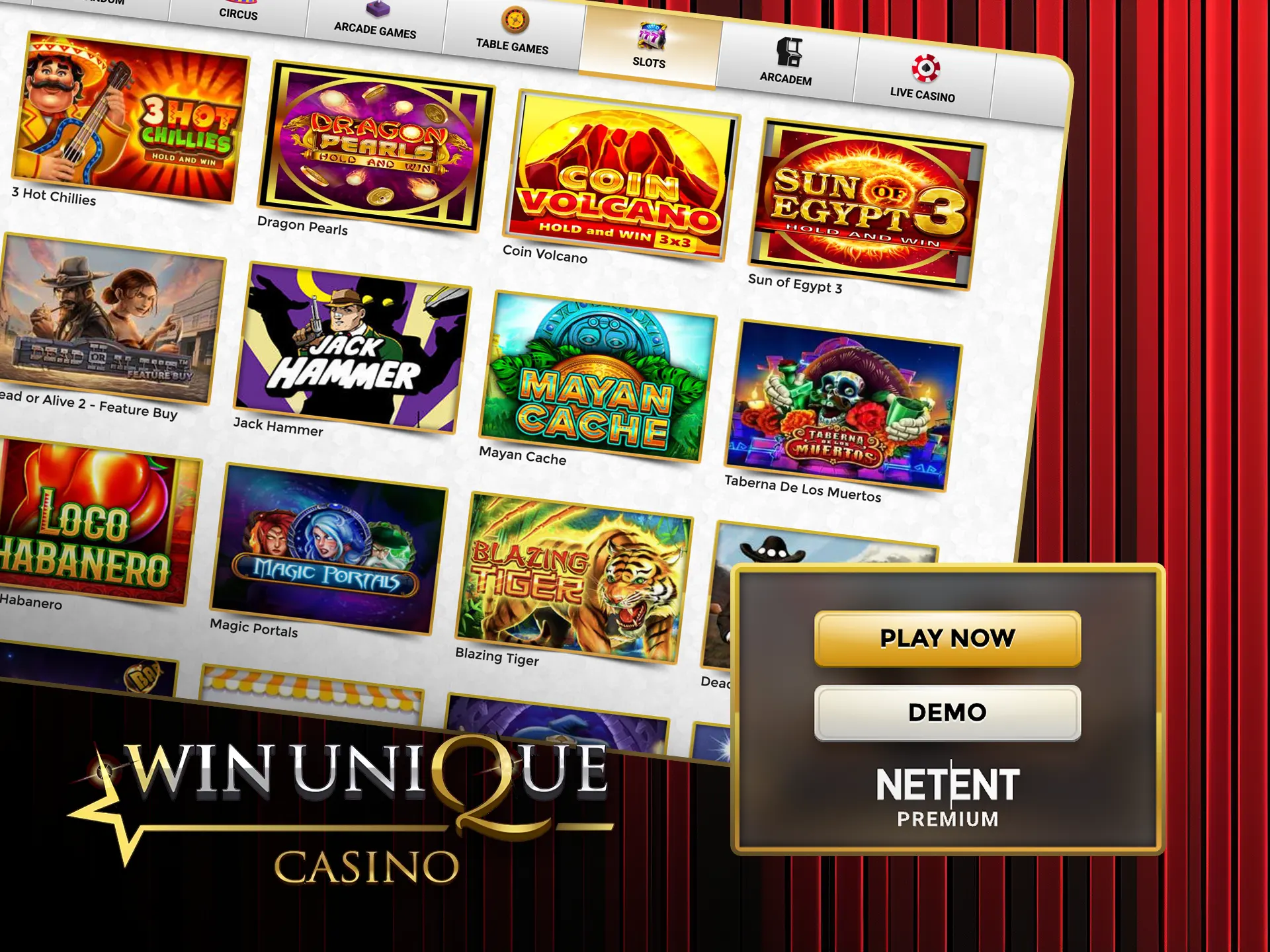 Try demo games for free at Win Unique Casino and practice your skills.