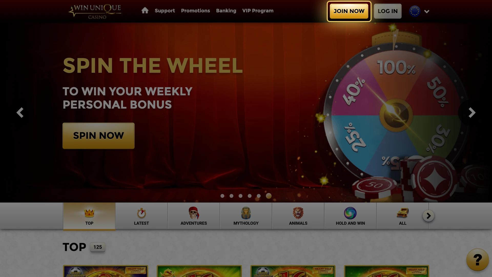 Proceed to create an account at Win Unique Casino in one click.