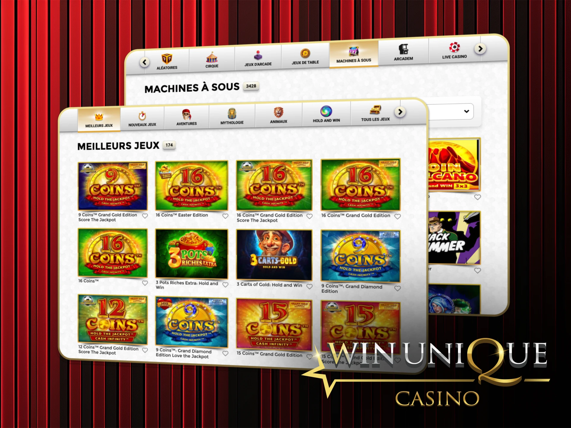 Explorez les jeux les mieux notés et commencez à jouer au Win Unique Casino dès aujourd'hui.