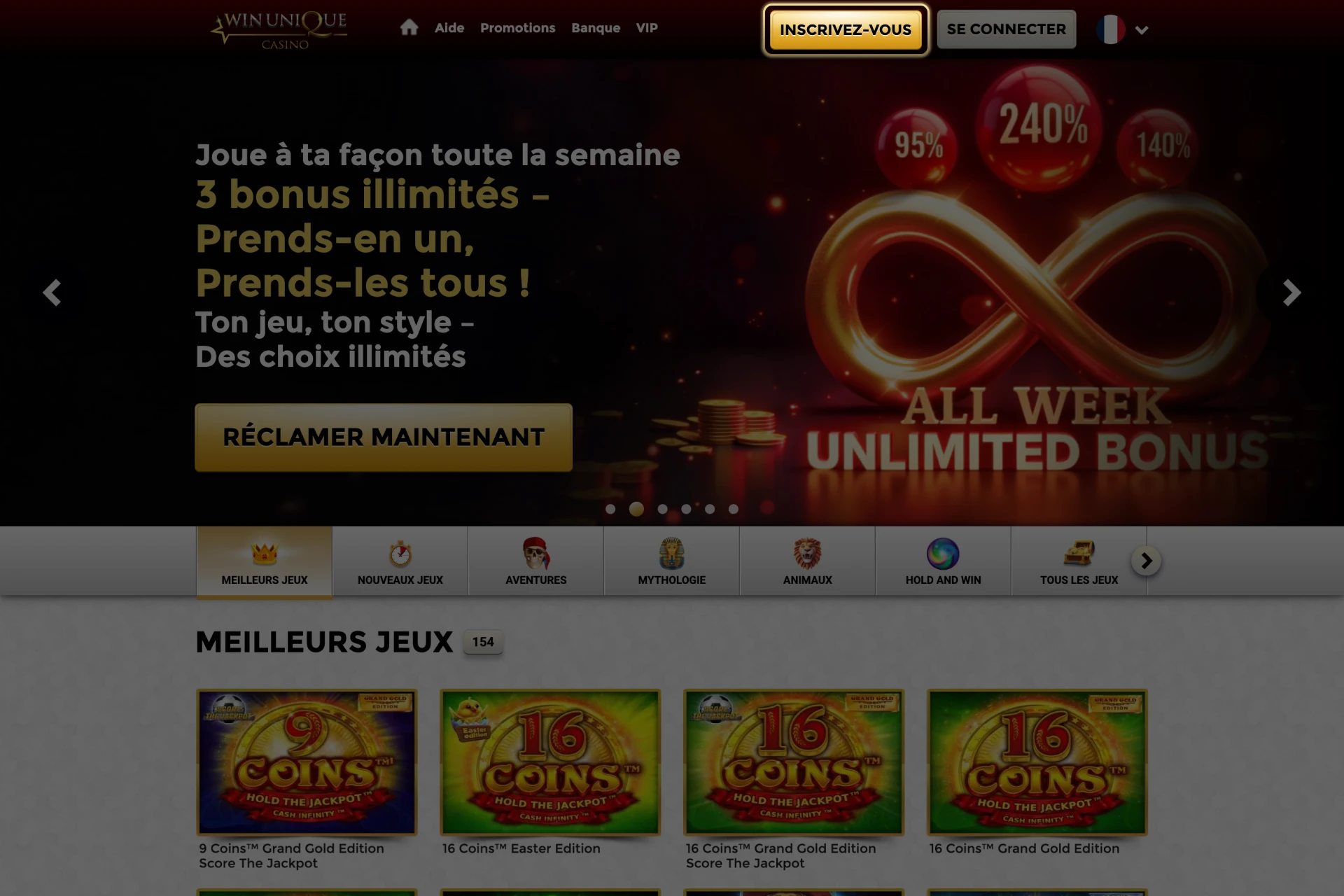 Cliquez ici pour accéder au compte Win Unique Casino.