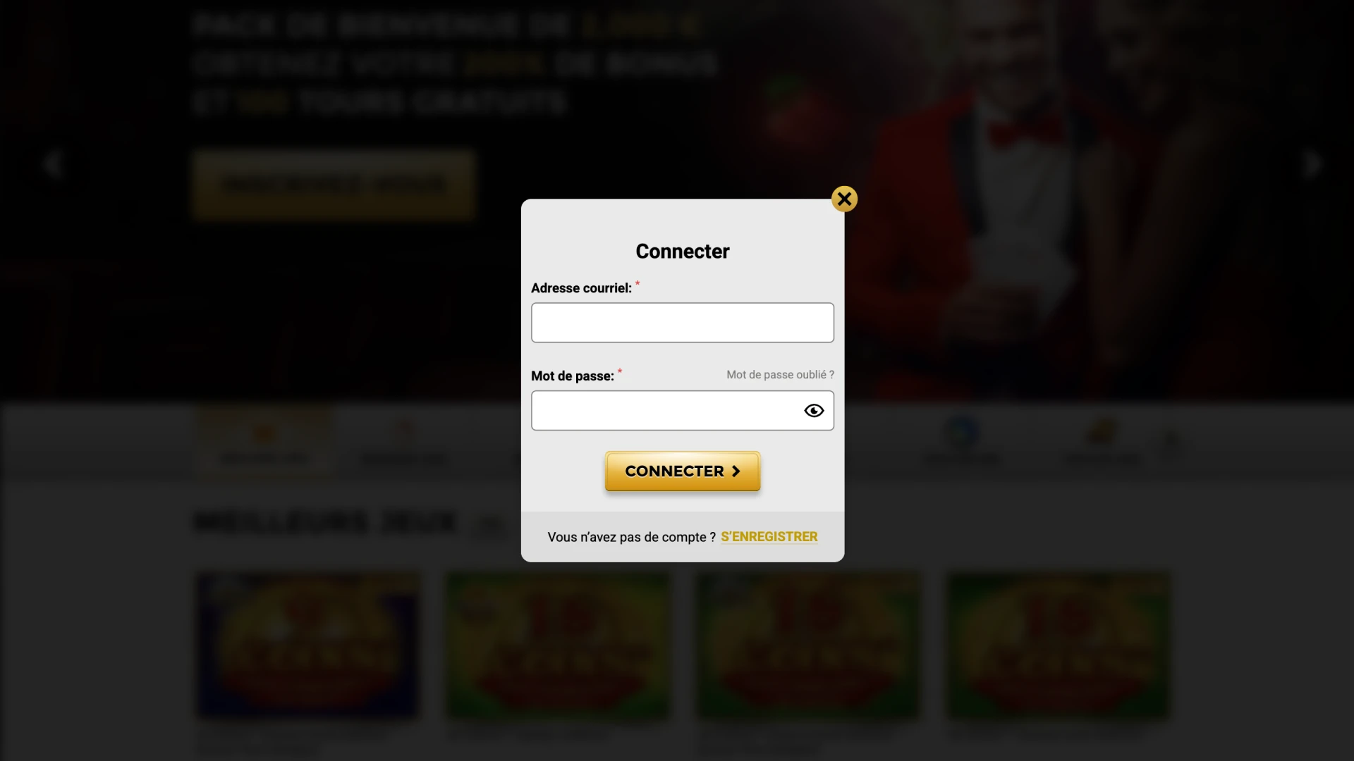 Ouvrez le formulaire de connexion et connectez-vous à votre compte sur Win Unique Casino.