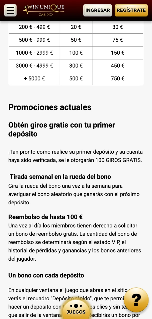 Juega en los eventos de Win Unique Casino y mejora tu estatus VIP.